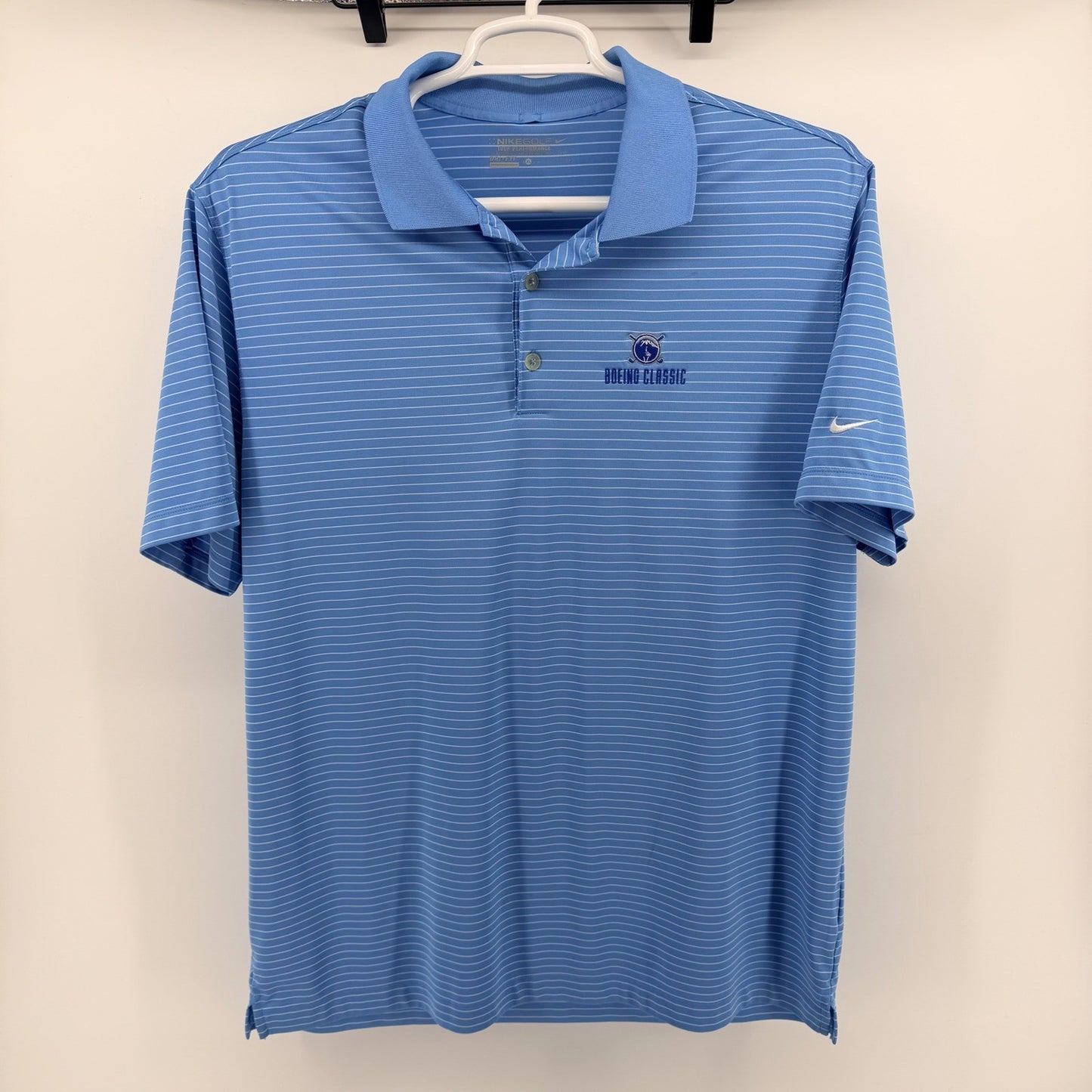 Nike Golf Boeing Classic Dri-FIT Striped Polo Shirt XL Blue 585748-412