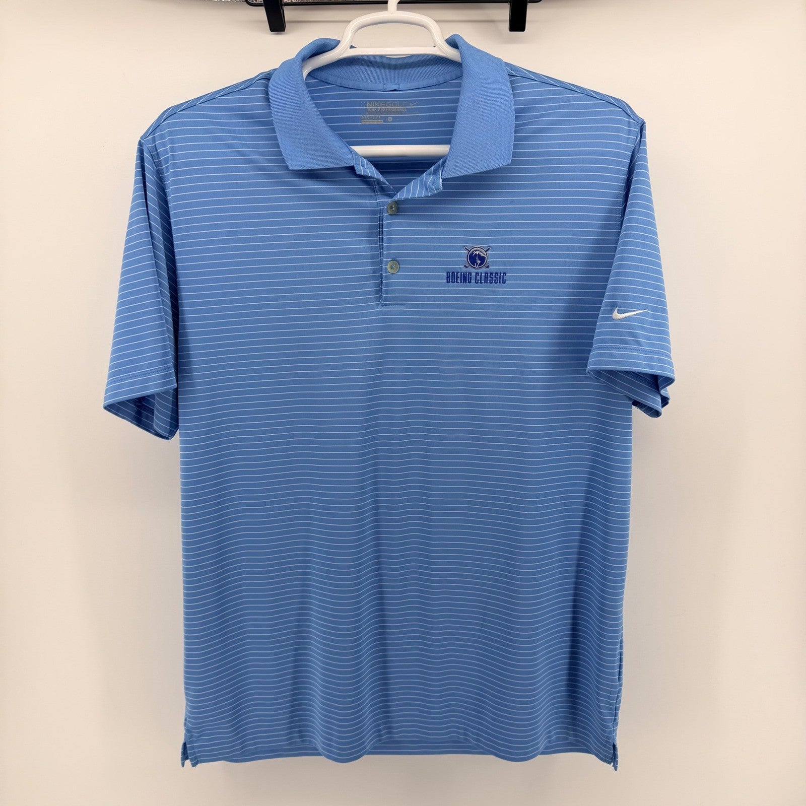 Nike Golf Boeing Classic Dri-FIT Striped Polo Shirt XL Blue 585748-412