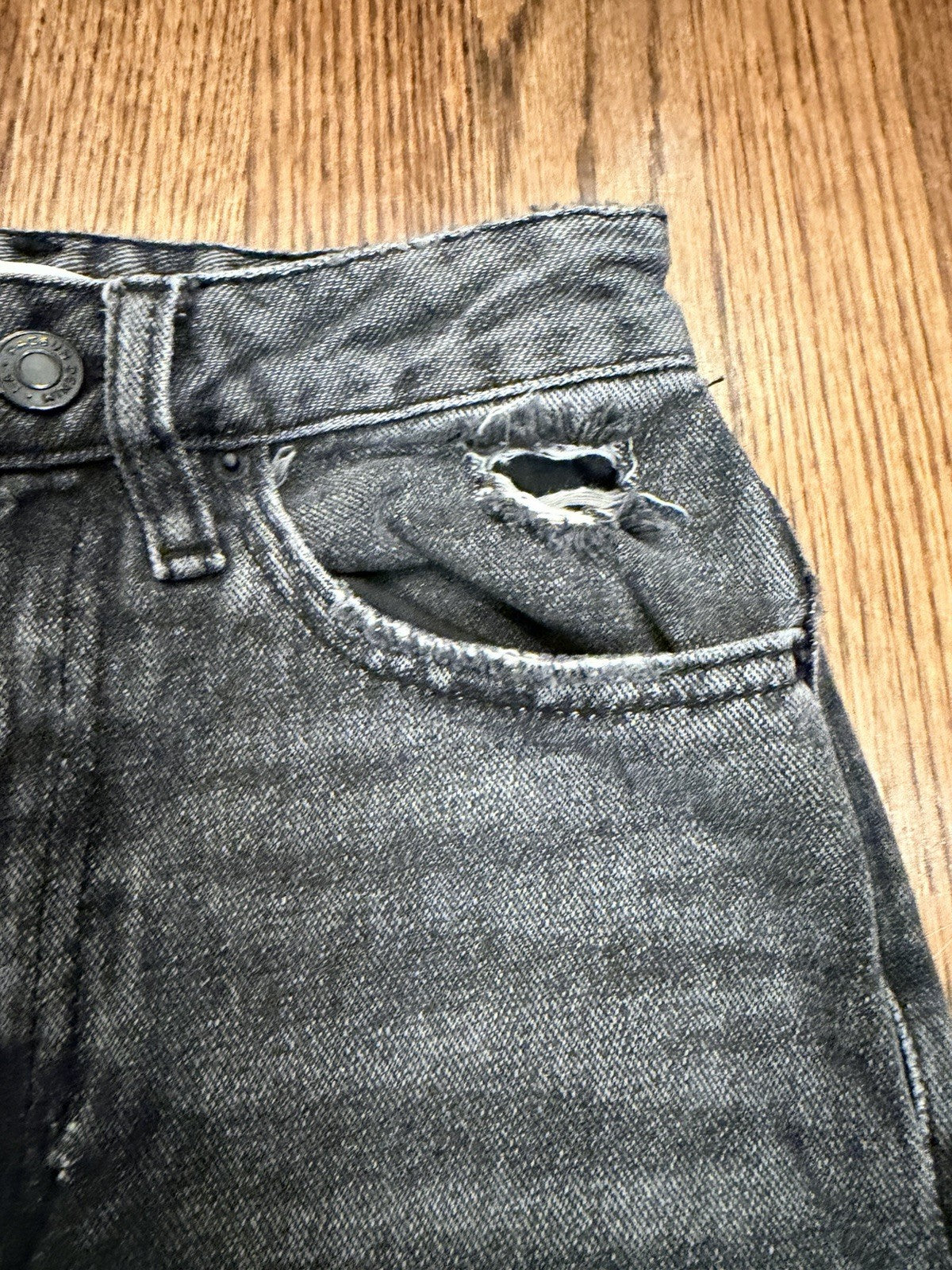 PacSun Jeans Womens 23 Gray 90's Boyfriend Straight High Rise Ripped Acid Wash