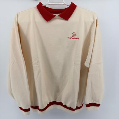 BAC Premier Vintage Collared Sweatshirt Inn At Spanish Head Cream Red Large