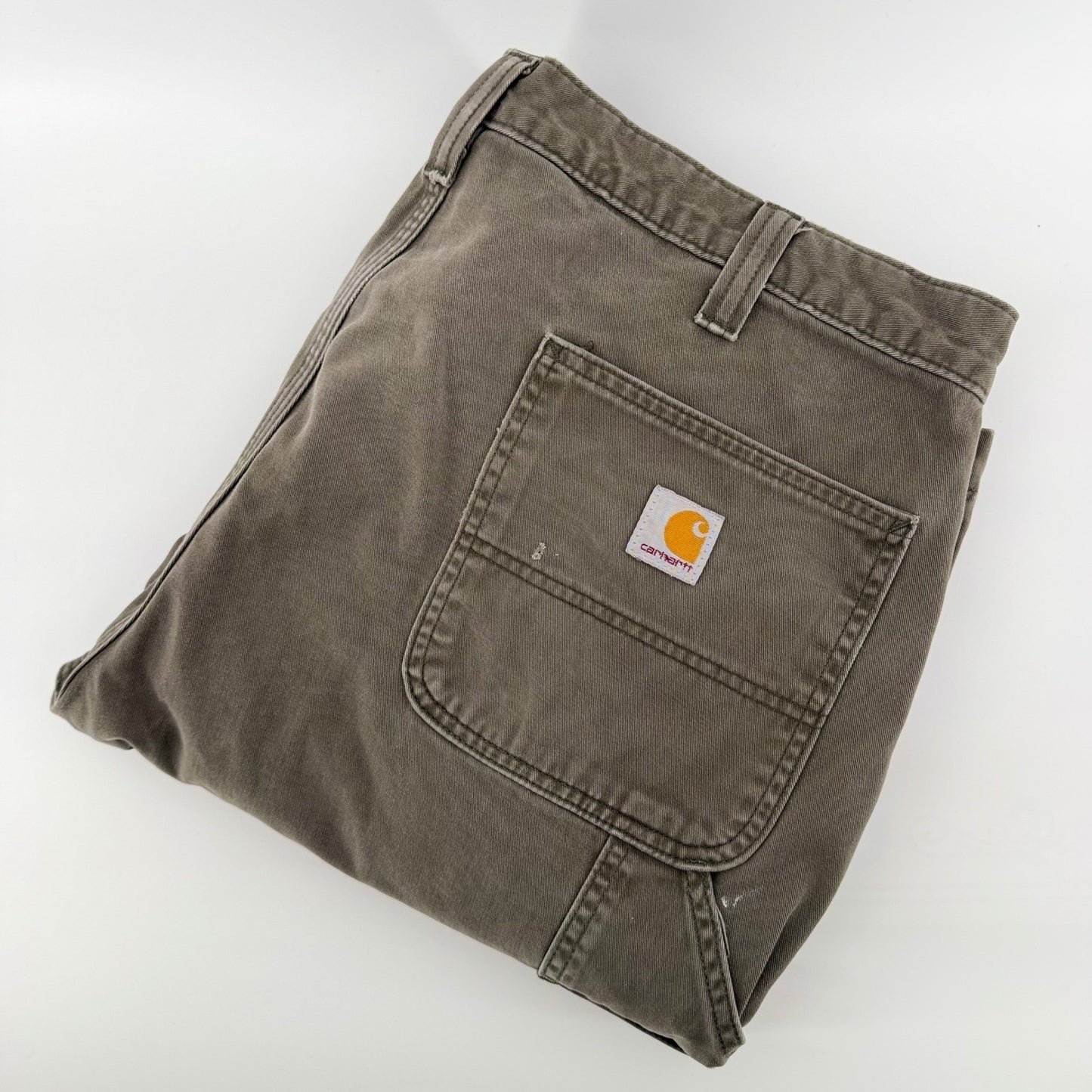 Carhartt Loose Fit Carpenter Pants Canvas Utility Workwear 38x31 Faded Green
