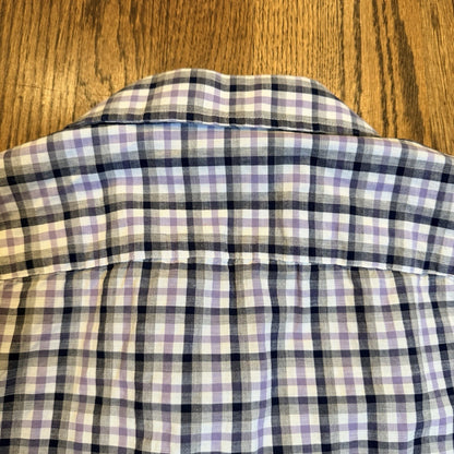 UNTUCKit Cecio Slim Fit Plaid Button Down Shirt Medium Purple Navy
