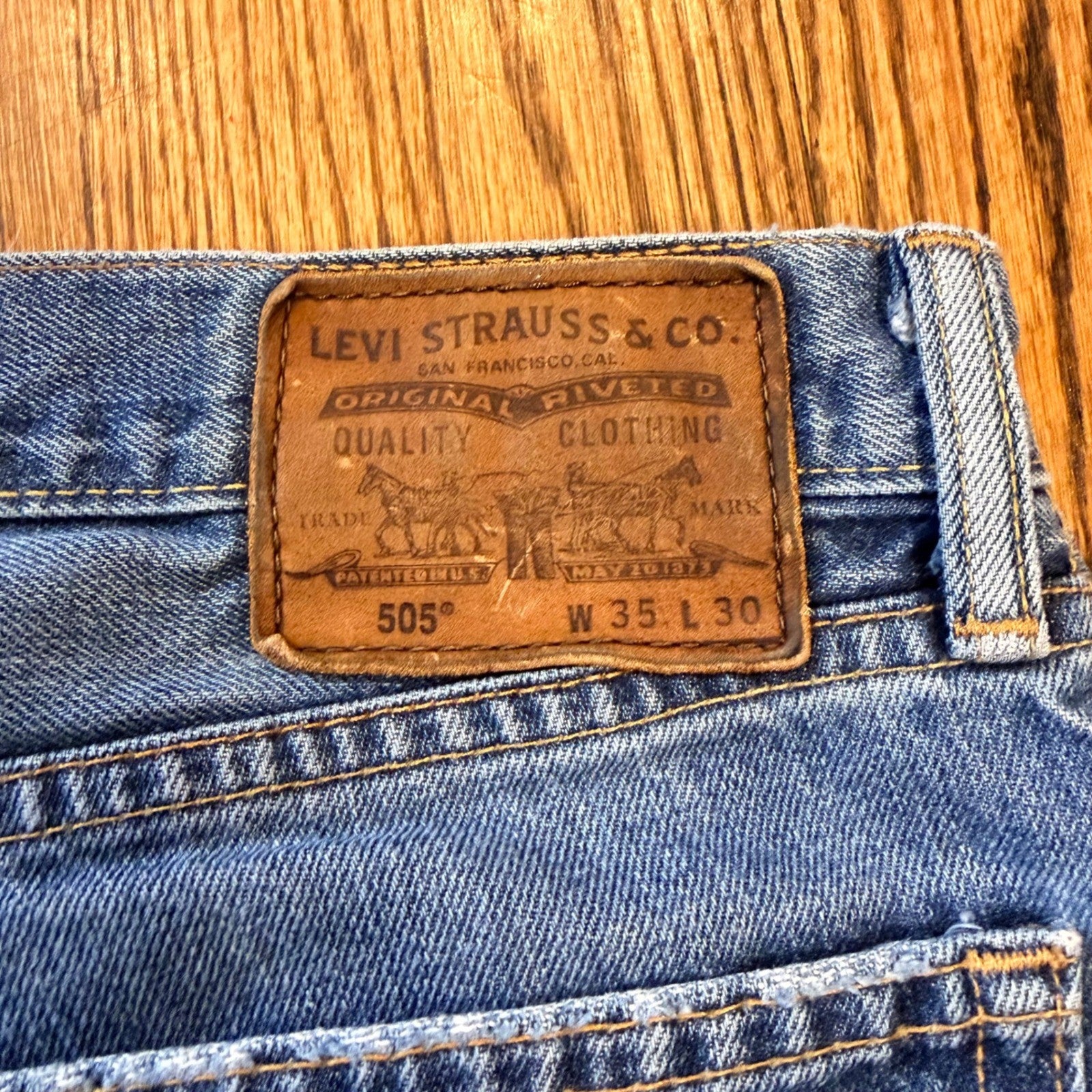 Levi's 505 Brooks Brothers Regular Fit Straight Leg Jeans 35x30 Blue Vintage
