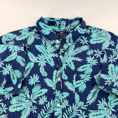 Vineyard Vines Slim Fit Murray Shirt Tropical Floral SS Button Down XL Blue Teal