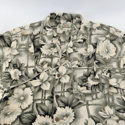 Tommy Bahama Silk Hawaiian Camp Shirt Floral Bamboo Tropical Sage L