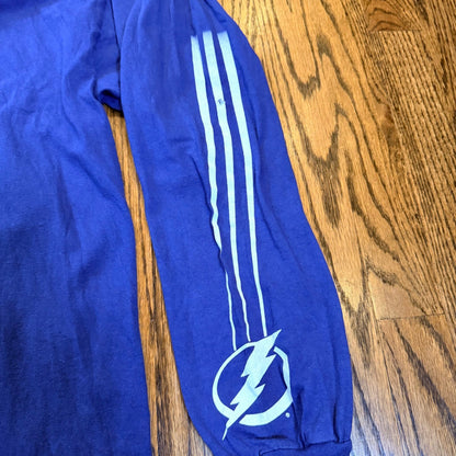 Vintage Majestic Tampa Bay Lightning NHL Long Sleeve Graphic T-Shirt 2XL Blue