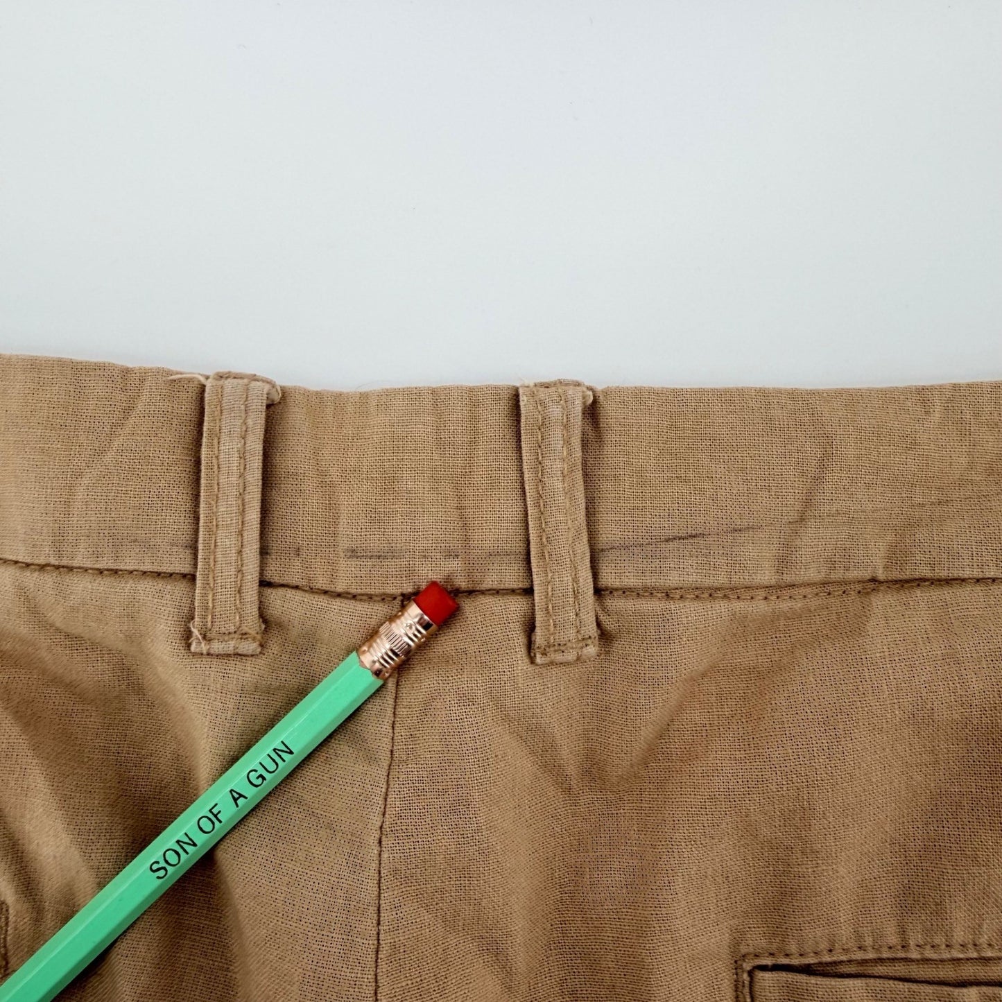Ben Sherman Linen Blend Regular Fit Chino Shorts Tan Khaki 38W Summer Casual