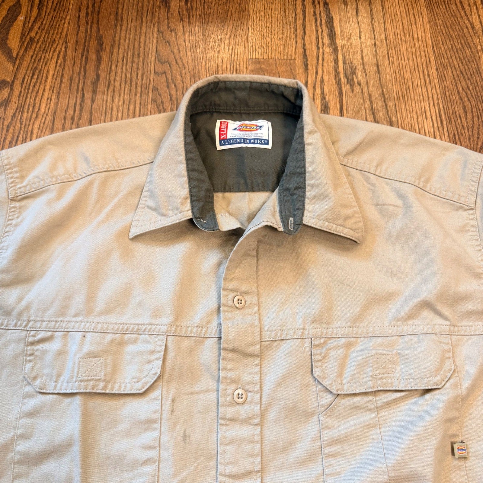 Dickies A Legend In Work Short Sleeve Button Up Work Shirt XL Tan Khaki