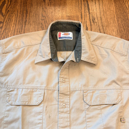 Dickies A Legend In Work Short Sleeve Button Up Work Shirt XL Tan Khaki