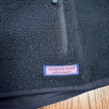 Vineyard Vines Sherpa Fleece Full Zip Vest S Black Layering Preppy Women