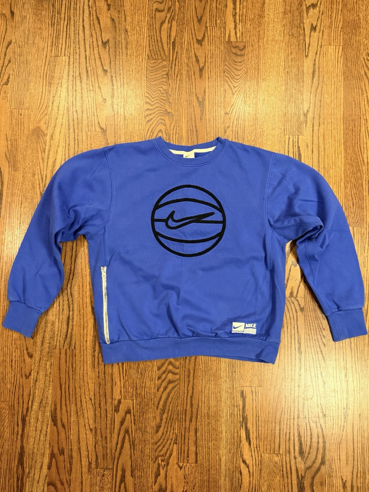 Nike Basketball Crewneck Sweatshirt Medium | Zipper Pockets | Blue Streetwear
