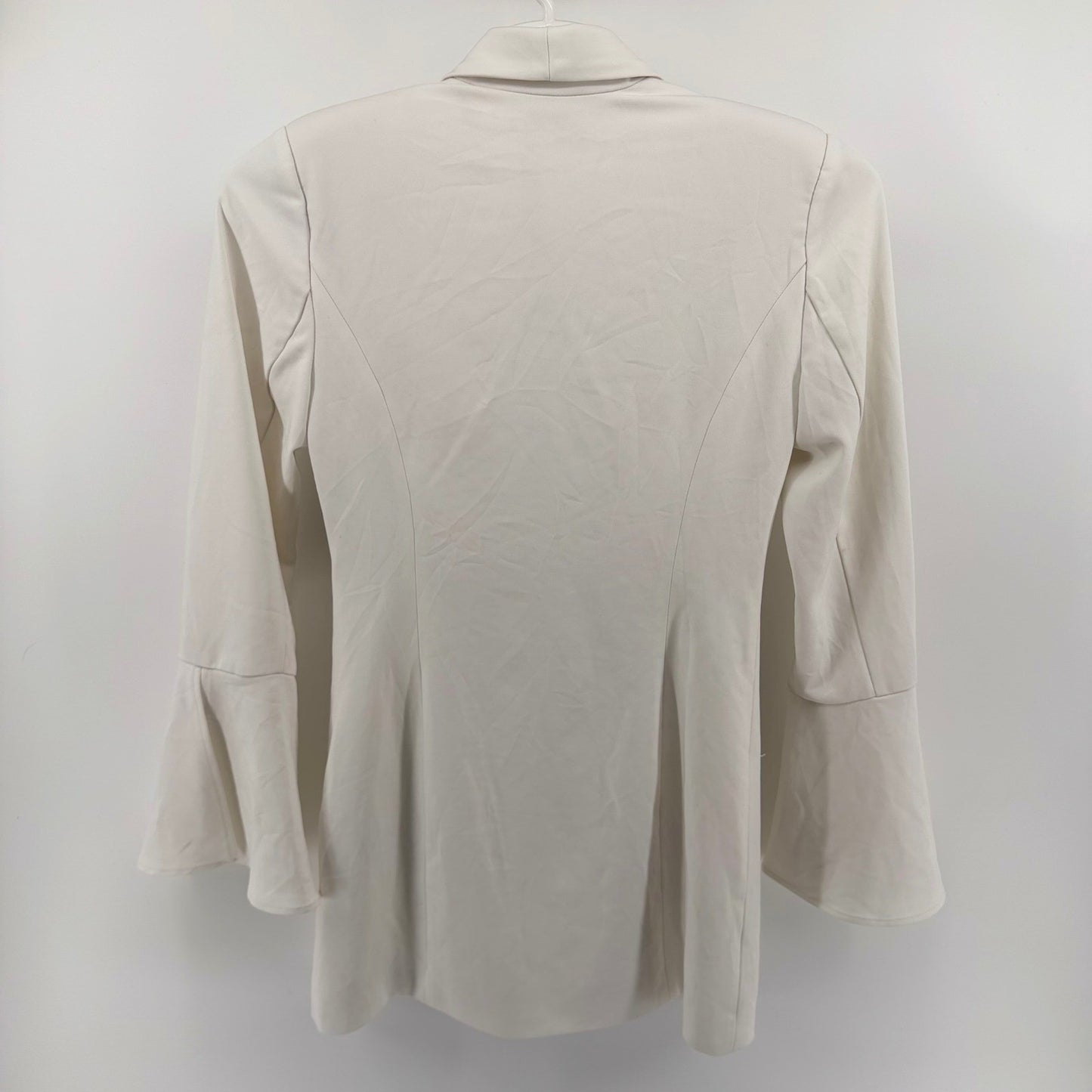 NBD Bell Sleeve Blazer Dress White Shawl Lapel Tailored Mini Size S White