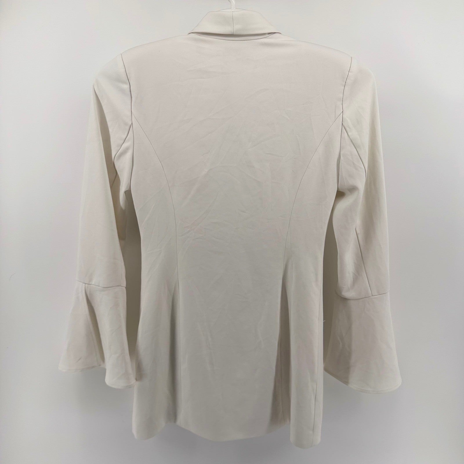 NBD Bell Sleeve Blazer Dress White Shawl Lapel Tailored Mini Size S White