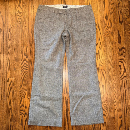 American Eagle Wool Blend Tweed Wide Leg Trousers Sz 14 Gray Herringbone Preppy