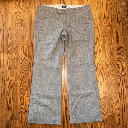 American Eagle Wool Blend Tweed Wide Leg Trousers Sz 14 Gray Herringbone Preppy