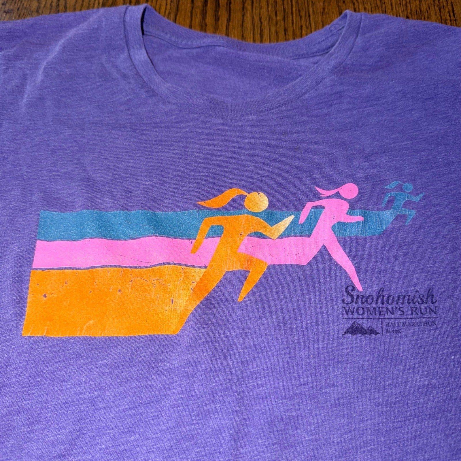 Snohomish Running Co Womens Run Graphic T-Shirt Purple S Soft Cotton Lightweight
