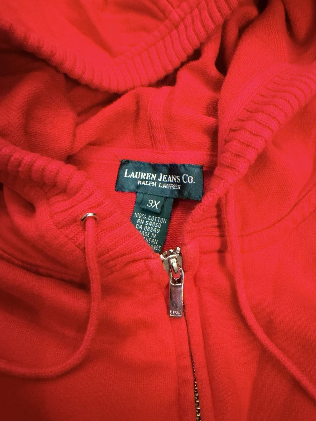 Lauren Jeans Co Ralph Lauren Sweater Womens Large Red Full Zip Hoodie XXXL