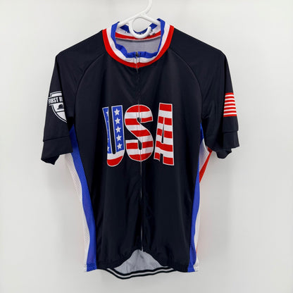 Unbranded First Responders USA Cycling Jersey Full Zip Patriotic L Black