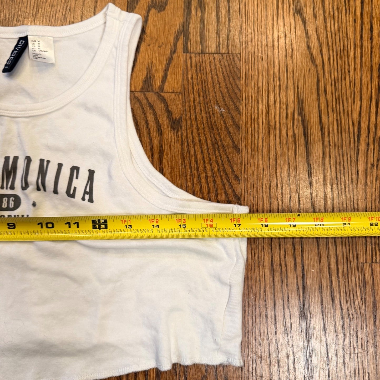 H&M Divided Santa Monica California Graphic Crop Tank Top Medium White