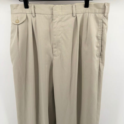 Polo Golf Ralph Lauren Pleated Khaki Trousers Relaxed Fit Cuffed 34x34 Tan