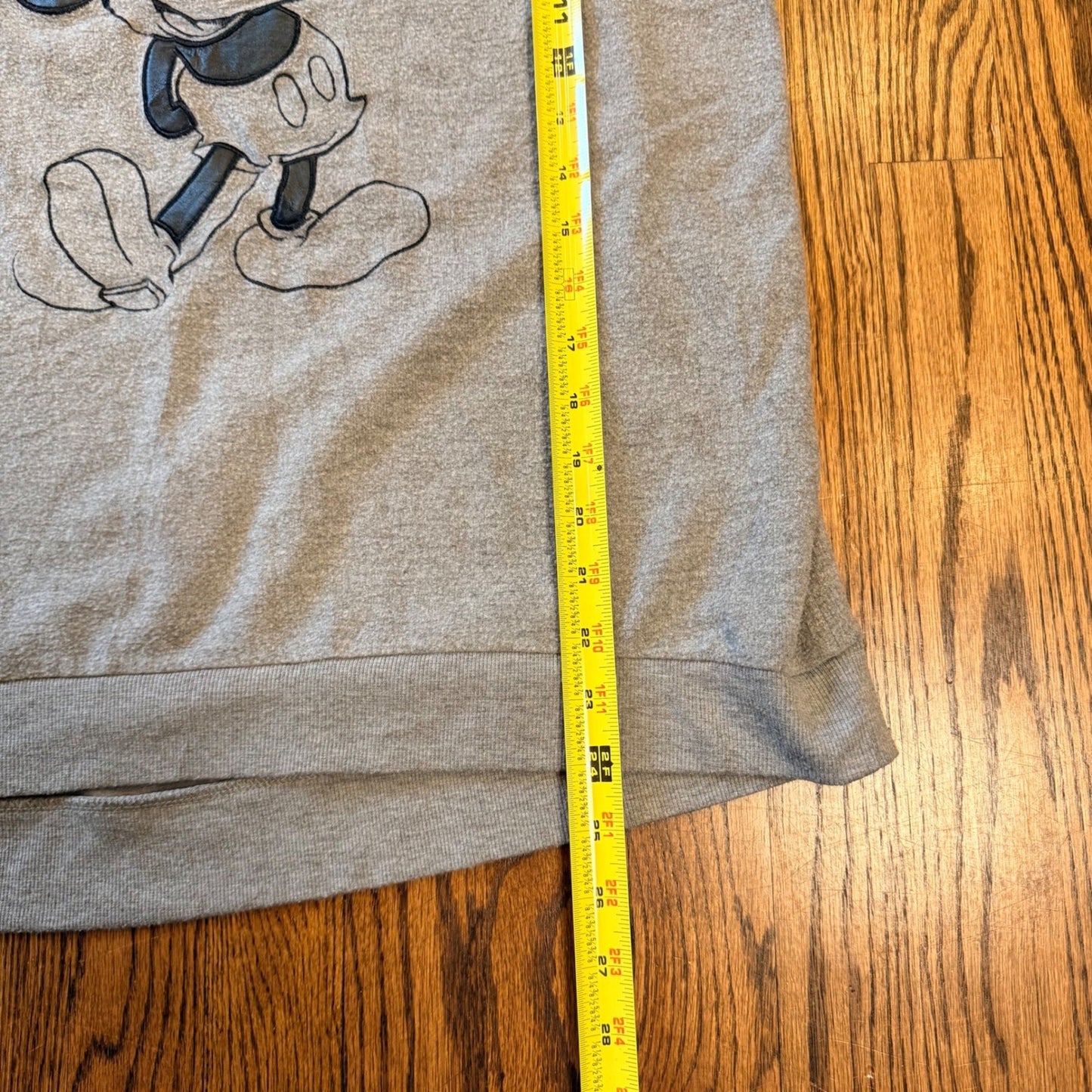 Disney Mickey Mouse Sweatshirt Shoulder Zip Embroidered Top XL Gray
