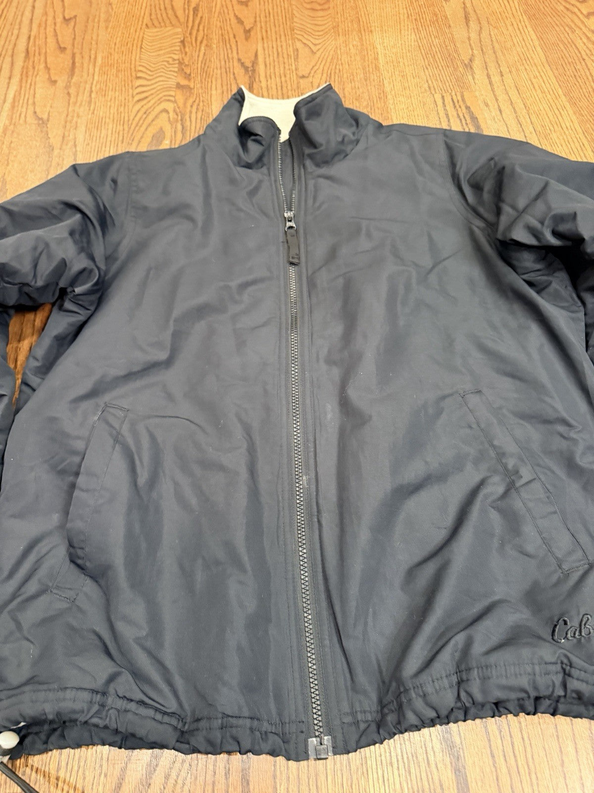 Cabelas Jacket Womens Small Black Nylon Full Zip Pockets Fleece Lined Outdoor