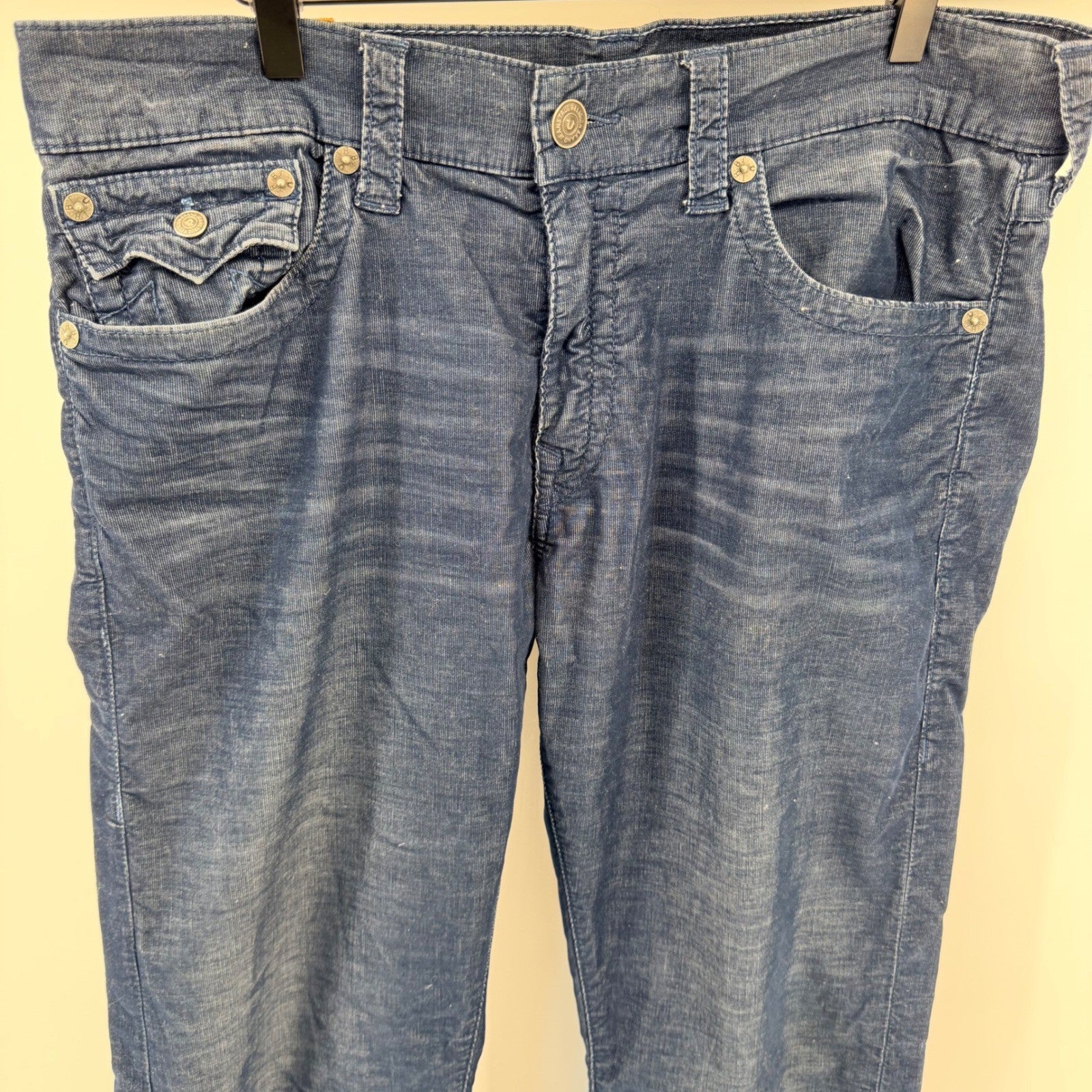 True Religion Ricky Relaxed Straight Corduroy Pants Navy Blue 36 x 33 Mens