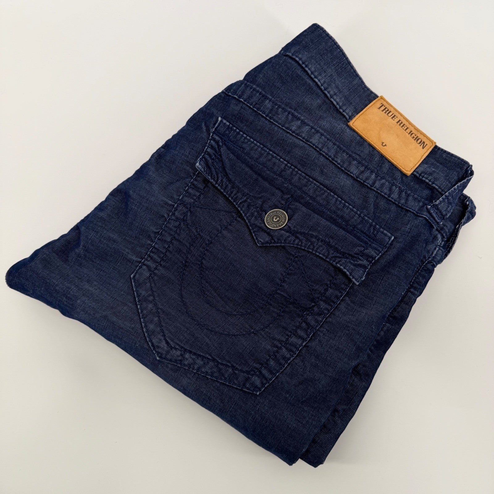 True Religion Ricky Relaxed Straight Corduroy Pants Navy Blue 36 x 33 Mens
