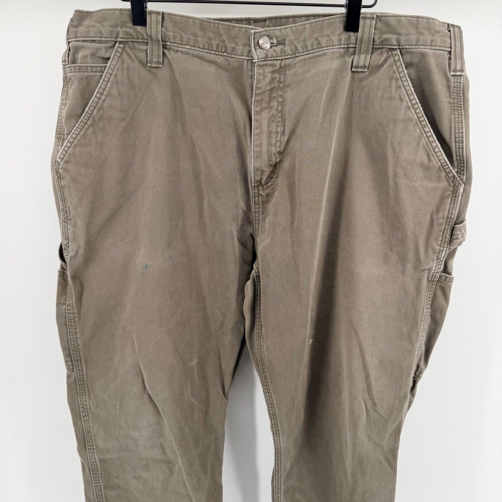 Carhartt Loose Fit Carpenter Pants Canvas Utility Workwear 38x31 Faded Green