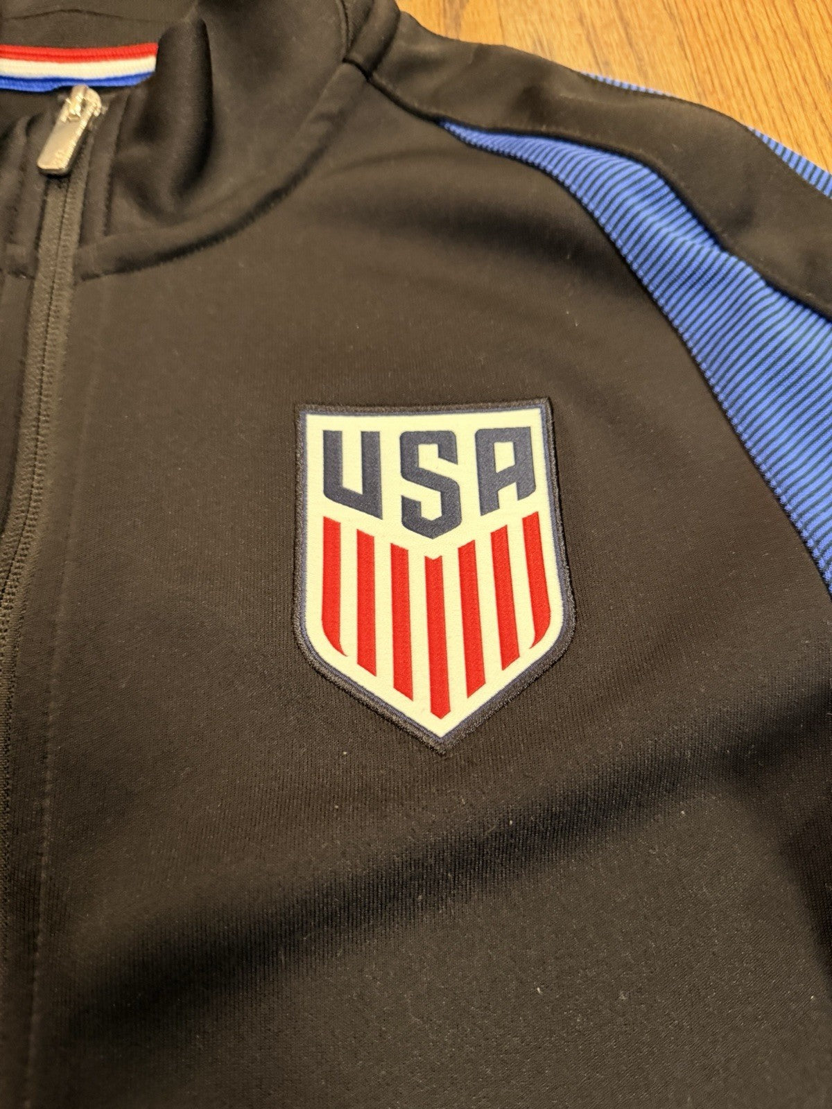 Nike USA Soccer Training Jacket Black Red Blue Full Zip Men’s Small