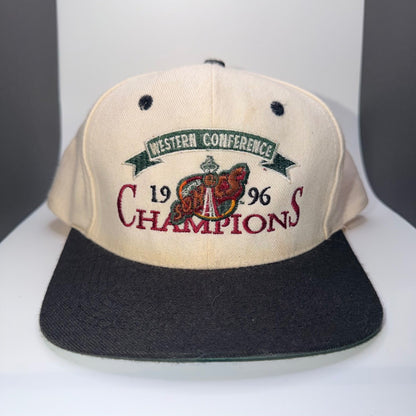 Seattle Sonics 1996 Western Conference Champions Vintage Snapback Hat Cream OS