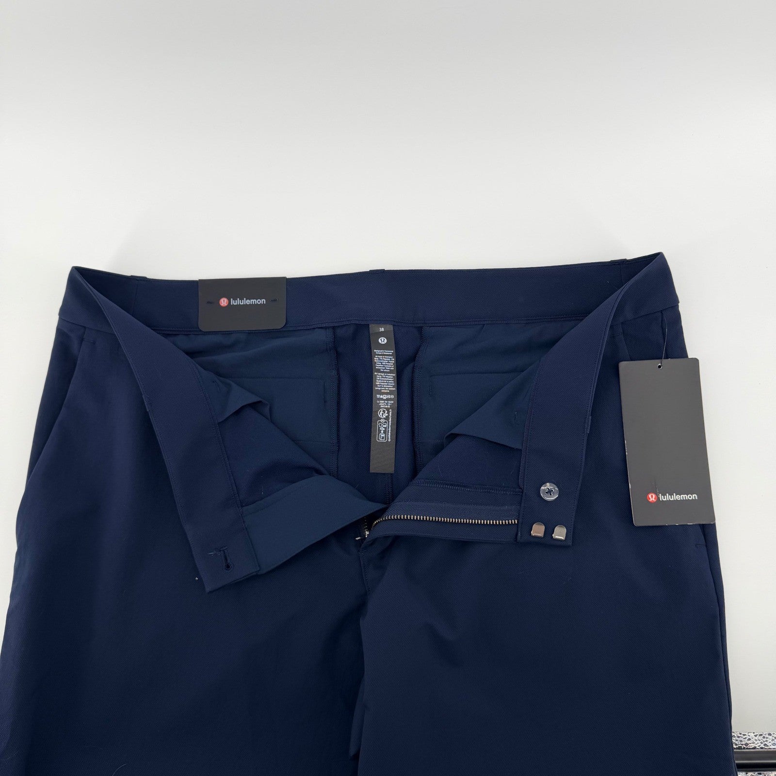 Lululemon New Venture Trouser Slim Fit Pique Tech Pants 38W Navy Blue Athleisure
