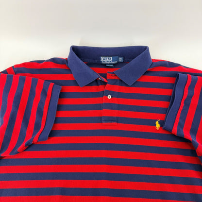 Polo Ralph Lauren Striped Polo Shirt Big & Tall 2XL Red Navy Blue Cotton Pique