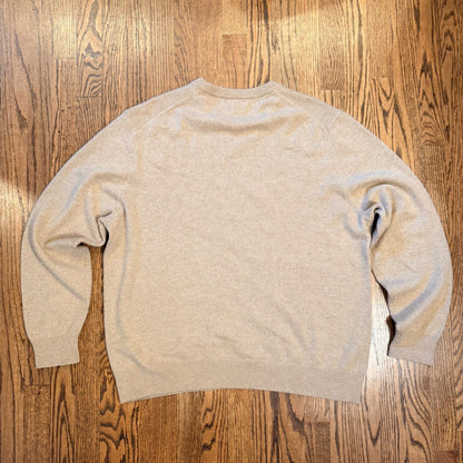 Lands' End 100% Cashmere V-Neck Sweater Soft Knit XL Tan Beige Soft Warm