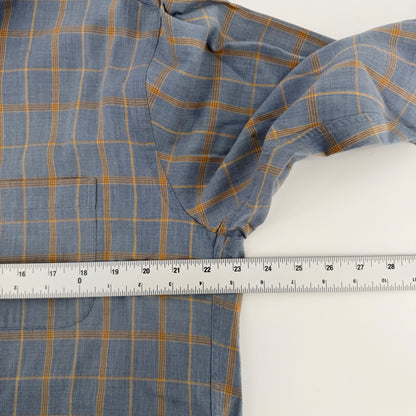 Brooks Brothers Brooksflannel Shirt Cotton Wool Plaid Blue Yellow M Mens