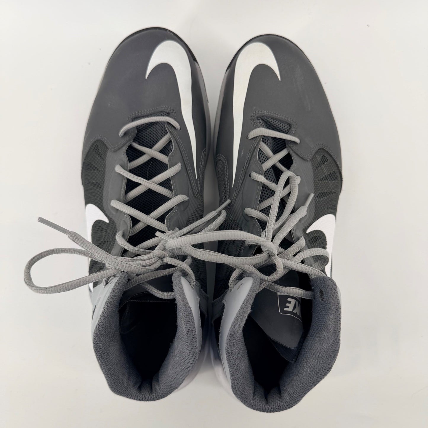 Nike Prime Hype DF Basketball Shoes High Top Athletic Sneakers 12 Grey White