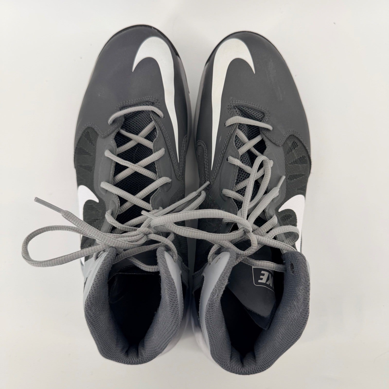 Nike Prime Hype DF Basketball Shoes High Top Athletic Sneakers 12 Grey White