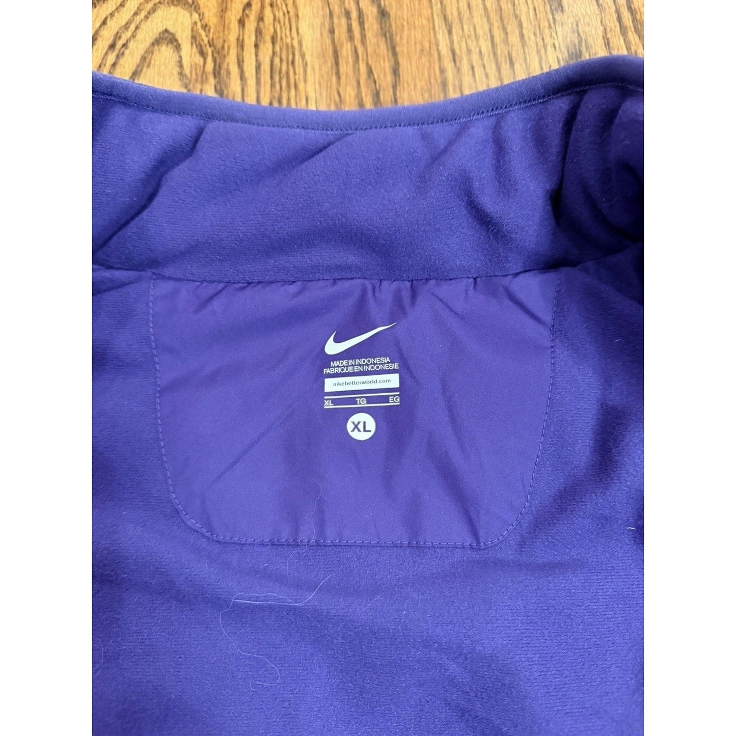 Nike Washington Huskies NCAA Puffer Vest Insulated Full Zip XL Grey Purple