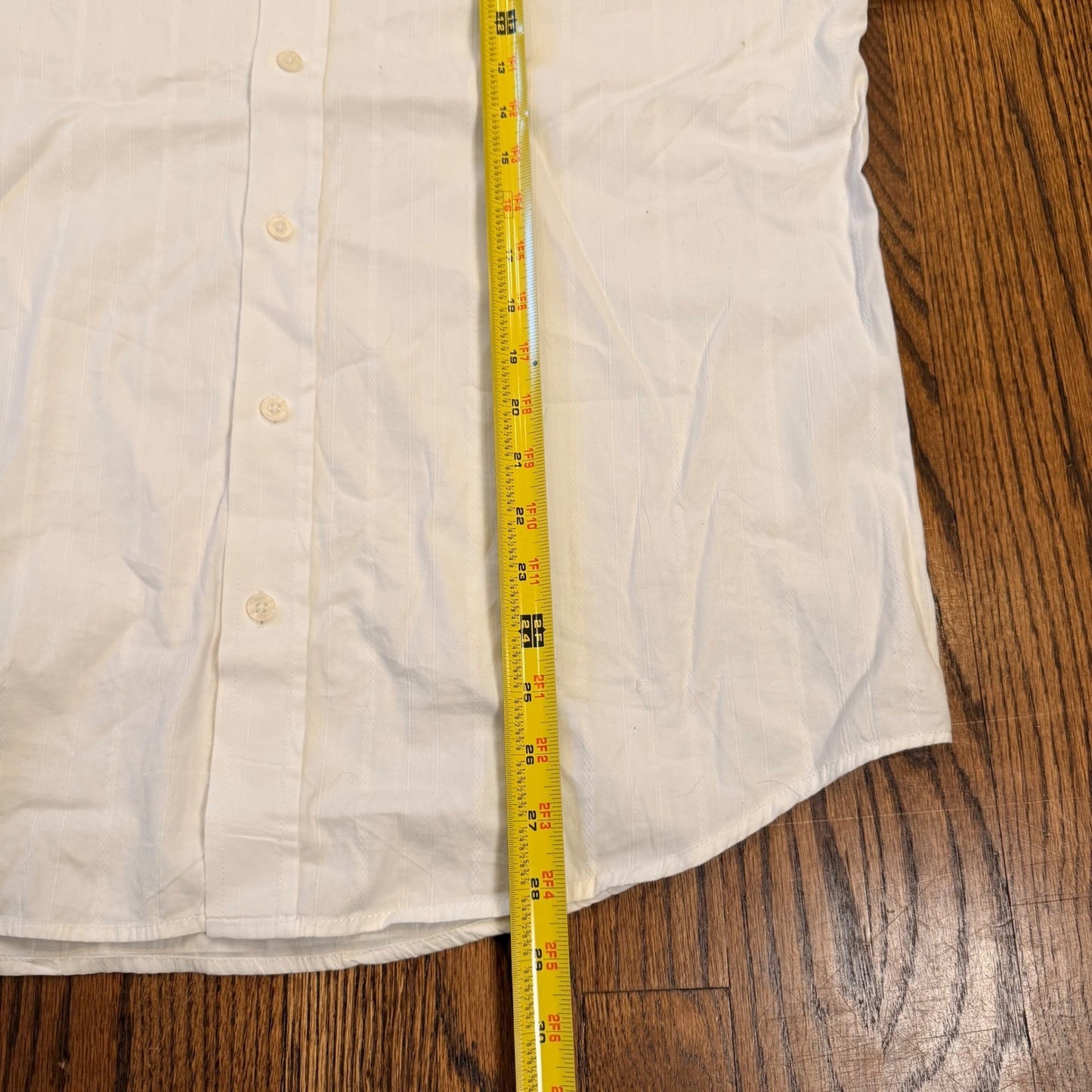 Indigo Joe White Dobby Stripe Graphic Embroidered Button Down Shirt Large White