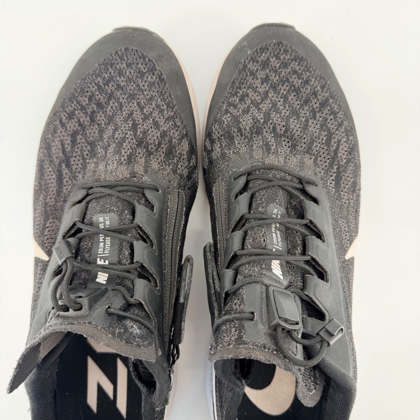 Nike Air Zoom Pegasus 36 FlyEase Running Shoes Black White BV0613-001 Mens 9.5