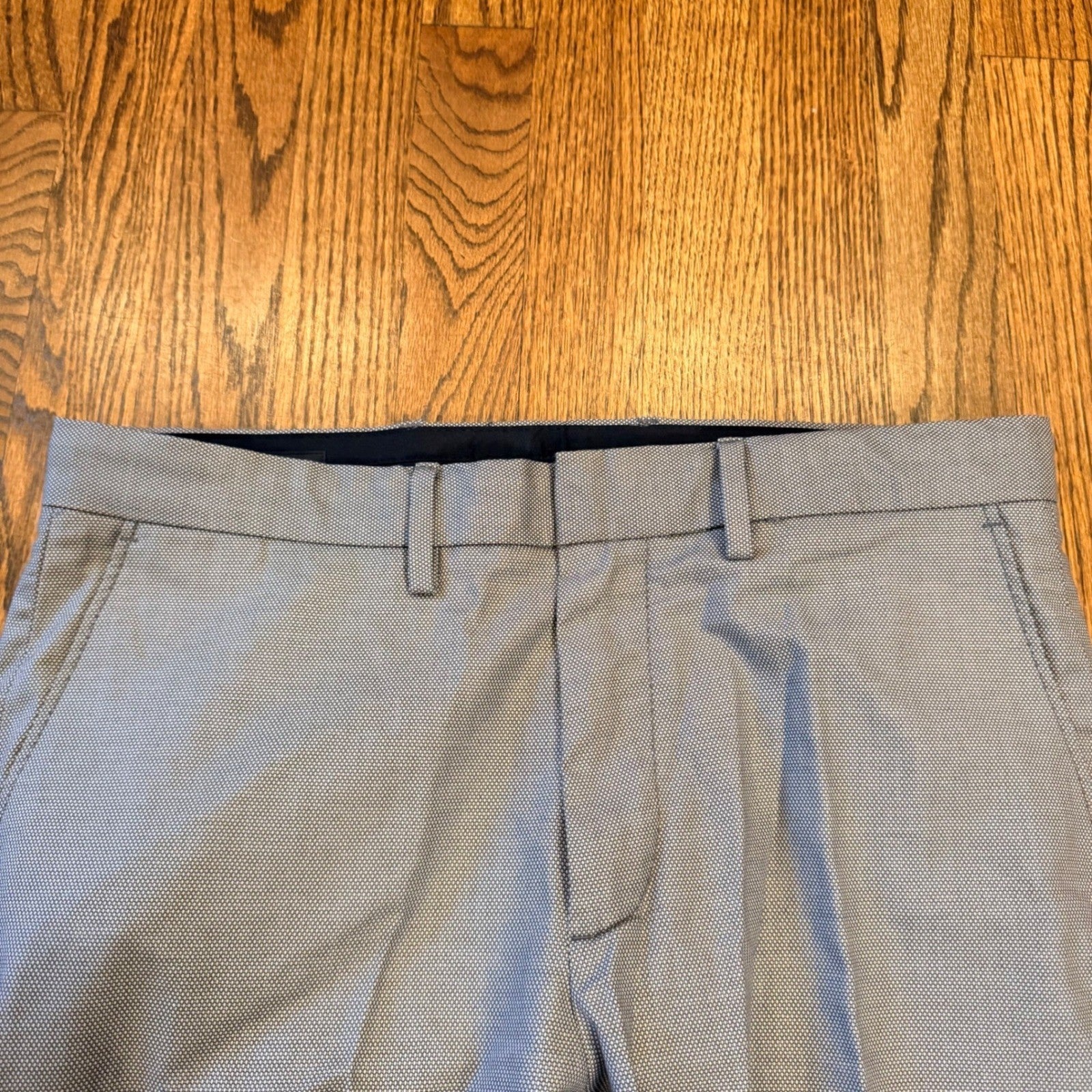 Nordstrom Mens Shop Athletic Fit Non-Iron Chino Pants 32W Blue Micro Pattern