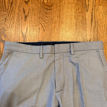 Nordstrom Mens Shop Athletic Fit Non-Iron Chino Pants 32W Blue Micro Pattern