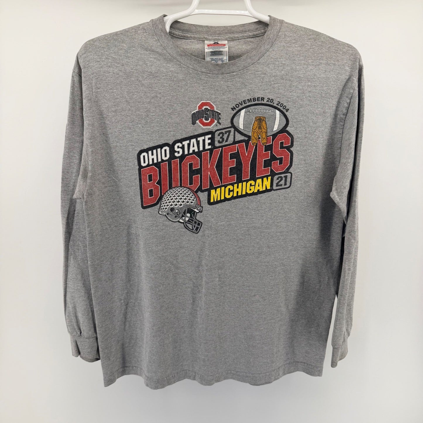 Alstyle Ohio State Buckeyes 2004 Michigan Victory Long Sleeve Shirt L Gray