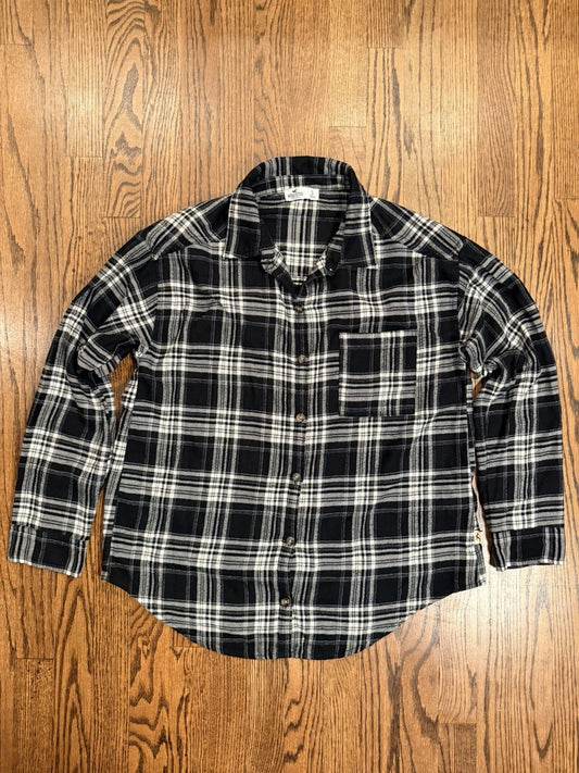 Women’s Hollister Boyfriend Fit White & Black Plaid Button Up Shirt! Sz - S!