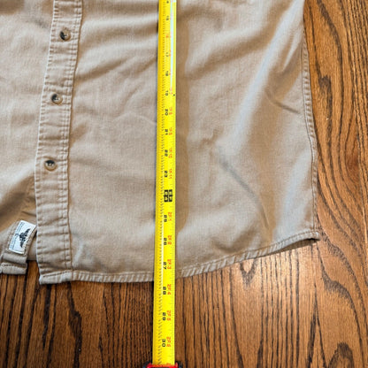 Wrangler Flex for Comfort Button Down Shirt Khaki Tan Large Mens Long Sleeve