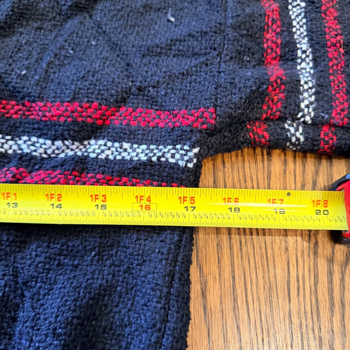 Megalopolis Baja Hoodie Mexican Jerga Striped Pullover Small Black Red Beach