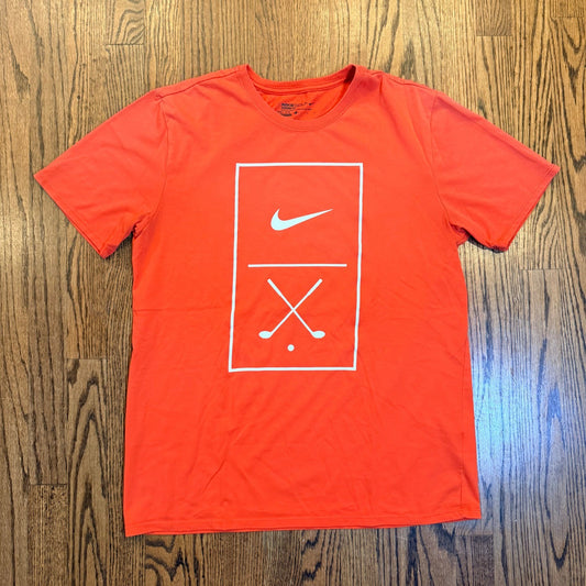 Nike Golf Modern Fit Dri-FIT Graphic T-Shirt Orange Large Crossed Clubs