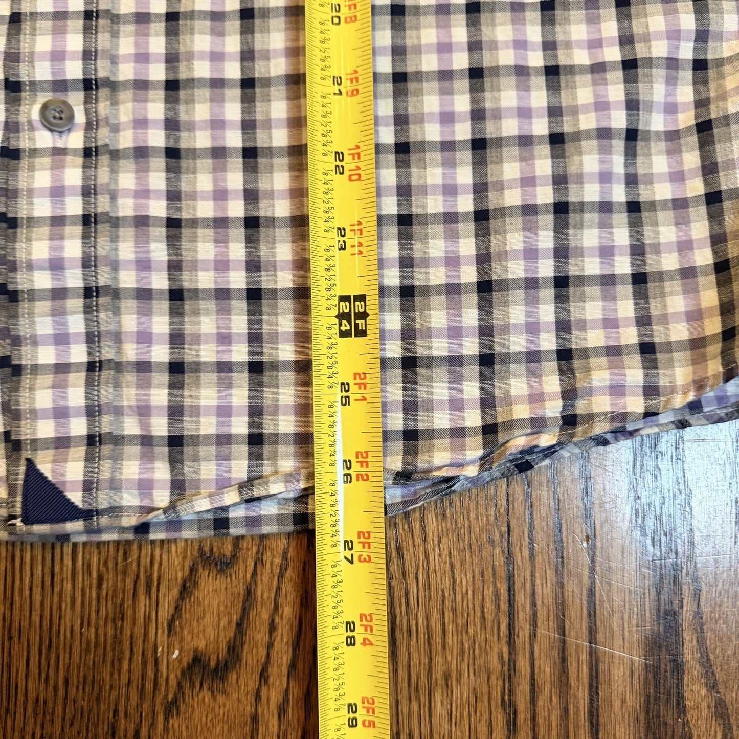 UNTUCKit Cecio Slim Fit Plaid Button Down Shirt Medium Purple Navy