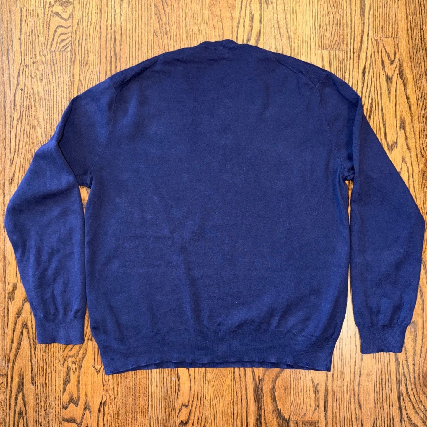 Polo Ralph Lauren Pima Cotton V-Neck Sweater Pony Logo Large Navy Blue