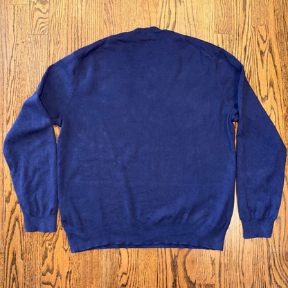Polo Ralph Lauren Pima Cotton V-Neck Sweater Pony Logo Large Navy Blue